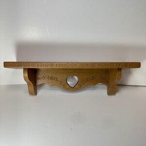 Vintage 1986 Burwood Products Co Heart Wall Shelf Faux Wood Country Cottage